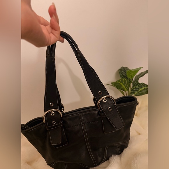 Coach Black Leather Tote Bag - Picture 2 of 15